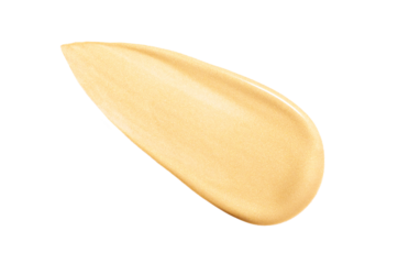 creamy cosmetic texture of golden shining color cosmetic smear on a transparent background