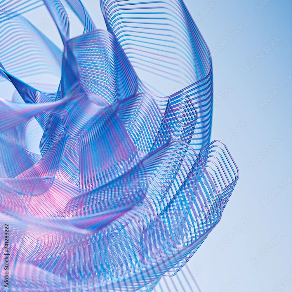 Poster 3d render of layers blue synthetic sponge as an abstract background