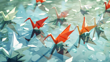 Origami cranes from the Offset Collection.