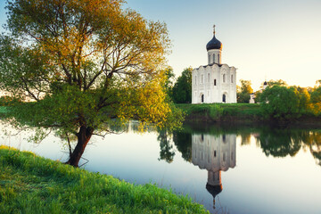 Church of the Intercession on the Nerl in Bogolyubovo, Russia. Famous landmark of the Golden Ring of Russia.