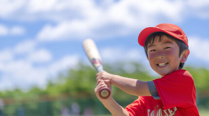 笑顔の少年野球選手