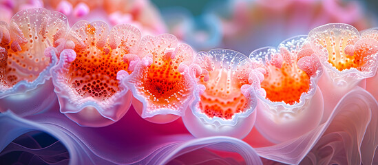 Deep sea coral reefs. Surreal Organic Coral Form with various colors and tubular shapes.