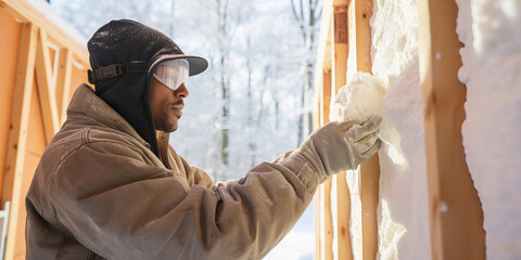 A detail of the worker installed wall insulation.