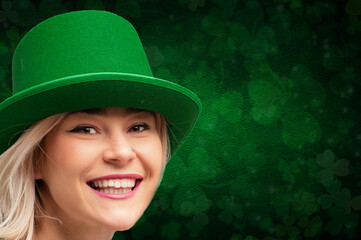 Cheerful woman celebrating st. Patrick's day