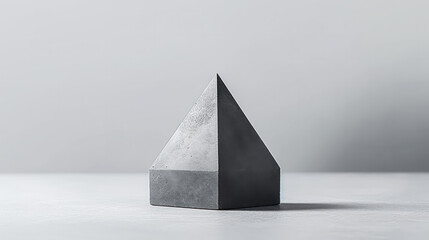 Concrete geometric shapes arranged on a gray background