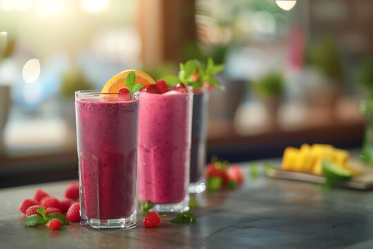 Colorful images of antioxidant-rich berry smoothies.