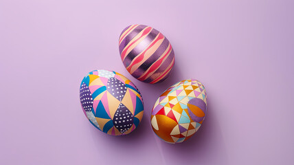 Fototapeta na wymiar Modern Easter: A Spectrum of Geometrically Patterned Eggs