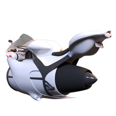 Futuristic flying motorcycle