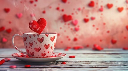 Obraz na płótnie Canvas cup of tea with hearts