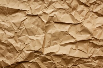 An abstract landscape, meticulously crafted by the random crinkles and folds of crumpled brown paper. The dynamic play of shadows and the monochromatic palette create a sense of depth and complexity