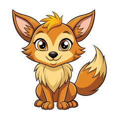 Vector of Cartoon cute baby Jackal on white