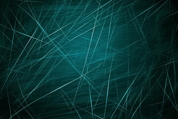 An intriguing background with a chaotic arrangement of scratch-like lines in teal over a dark base. The varying opacities and directions of the lines create a sense of movement and depth, suitable for