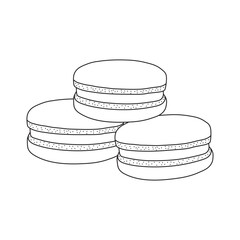 Hand drawn macarons icon Cartoon Vector illustration Isolated on White Background