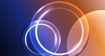 Neon glass circle copyspace for your text or product presentation geometric background. Vector illustration For Wallpaper, Banner, Background, Card, Book Illustration, landing page