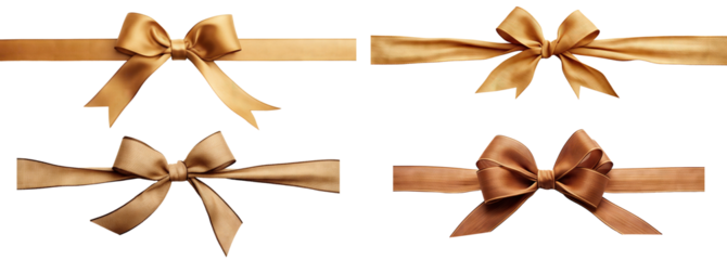 Set of beige ribbons and bows, cut out