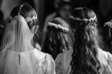 Those girls attending Warsaw's First Communion ceremony on May 14, 2022 - obrazy, fototapety, plakaty