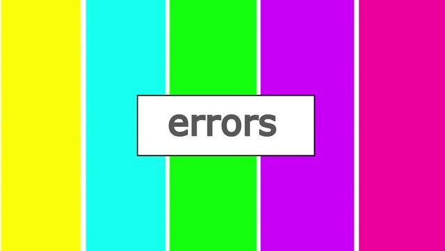 ERROR tv no signal vertical color bars, retro tv static letters