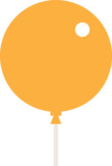 Yellow balloon in cartoon flat style isolated on transparent background. Vector icon