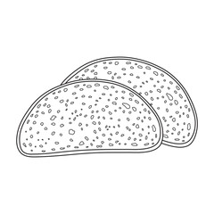 Hand drawn rye bread icon Cartoon Vector illustration Isolated on White Background