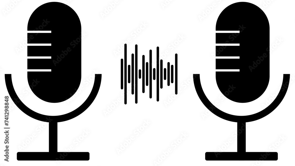 Poster sound recorder icon with waves sound backgrounds audio image stocks