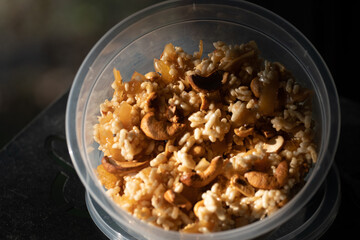 Krayasart in various flavors, sticky dessert, Thai dessert, made from rice, nuts, sesame, coconut and sugar