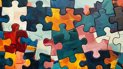 Equal Opportunity Puzzle Pieces: An illustration of puzzle pieces fitting together seamlessly, representing the integration of diverse perspectives and backgrounds in achieving equality.

