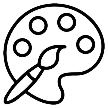 recommend clip art: Paintbrush and palette icon, black outline.