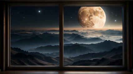 moon and mountains