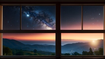 sunset in the window
