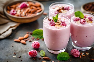 Wholesome visuals of nourishing almond milk smoothies.