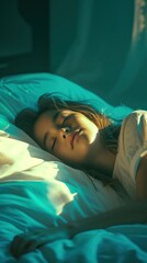 Young girl sleeping peacefully in sunlight