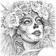 Fototapeta premium Tattoo style portrait of chicano girl. beautiful woman with tattoo