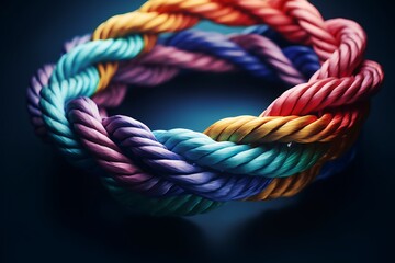 Unity and diversity conveyed through a colorful rope.