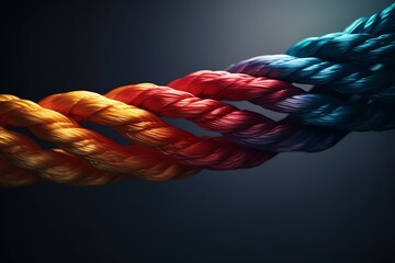 A colorful rope as a symbol of diversity and unity. - obrazy, fototapety, plakaty