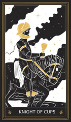 Knight of Cups Tarot Card Minor Arcana in Vector Illustration
