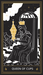Fototapeta premium Queen of Cups Tarot Card Minor Arcana in Vector Illustration