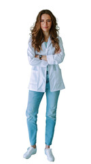 Isolated on white Background, transparent: Empowered Mind: Confident Female Psychologist Embracing Inner Strength