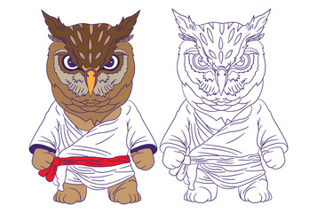 cute animal doodle illustration for coloring page drawing book