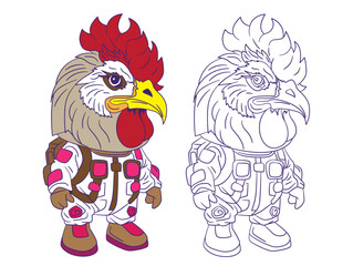 cute animal doodle illustration for coloring page drawing book