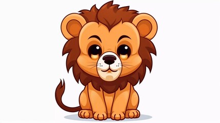 Obraz na płótnie Canvas Cute Lion With Icon Vector Cartoon Illustration