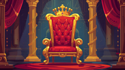 Golden throne with red velvet