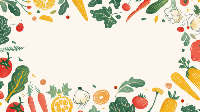Vegan blank banner design with organic vegetables background, Ai Generated Images