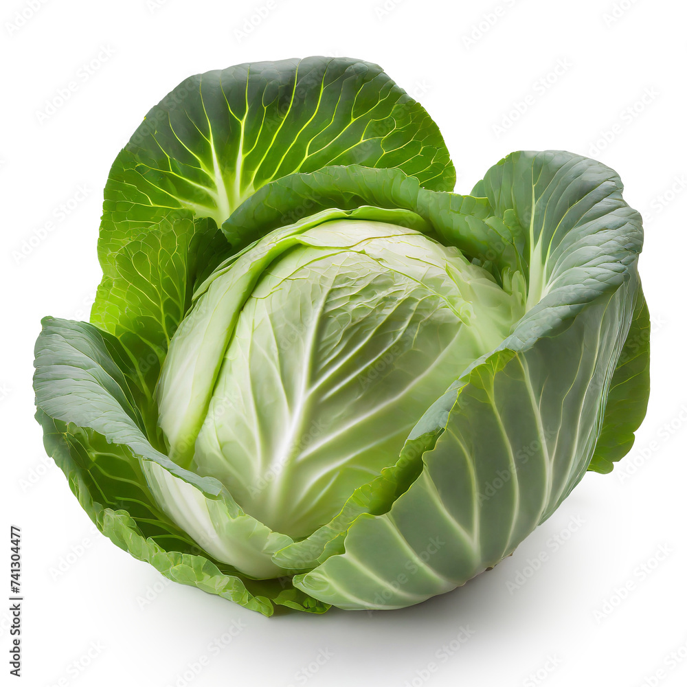 Poster cabbage isolated on white background. clipping path. full depth of field