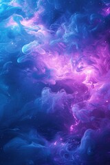 Vertical Cosmic Swirl of Blue and Purple Hues
A vertical abstract image capturing a vibrant blend of blue and purple colors swirling in a cosmic-like nebula, creating a visual spectacle.
