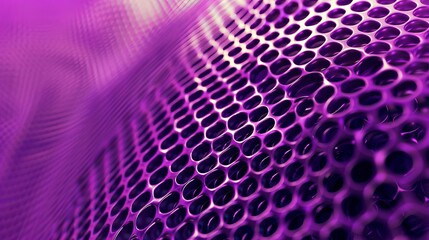 Bright purple mesh texture with many of holes in a close-up on a blurry background