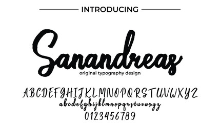 Sanandreas Font Stylish brush painted an uppercase vector letters, alphabet, typeface