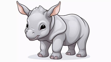 Fototapeta premium Cute Rhino With Icon Vector Cartoon Illustration