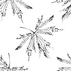 black and white seamless pattern with leaves