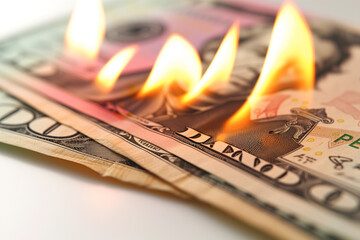 money on fire - obrazy, fototapety, plakaty