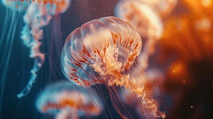 close-up of a water-based jellyfish